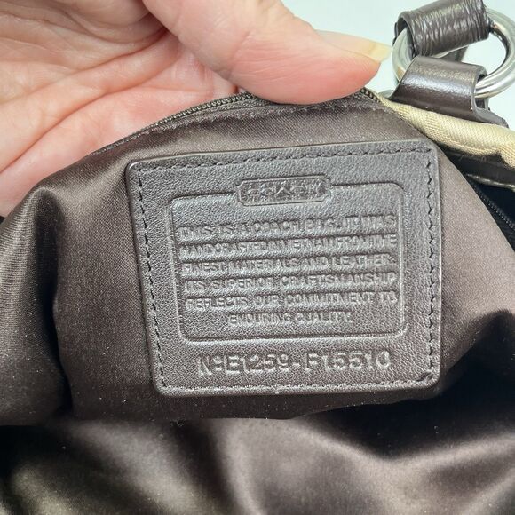 COACH Ashley Signature Sateen Carryall Shoulder Bag E1259-F15510 Khaki/Brown - Picture 12 of 16